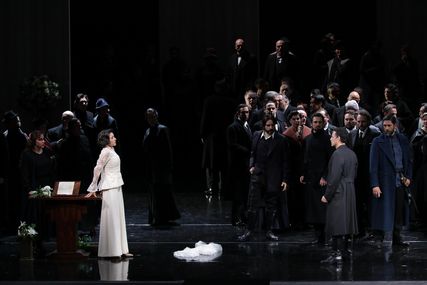 Lisette Oropesa as Lucia and Juan Diego Florez as Edgardo in Lucia di Lammermoor at Teatro alla Scala