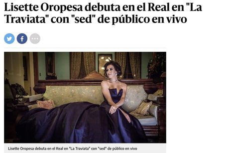 Lisette is interviewed in El Diario for her upcoming performances of La traviata at the Teatro Real in Madrid