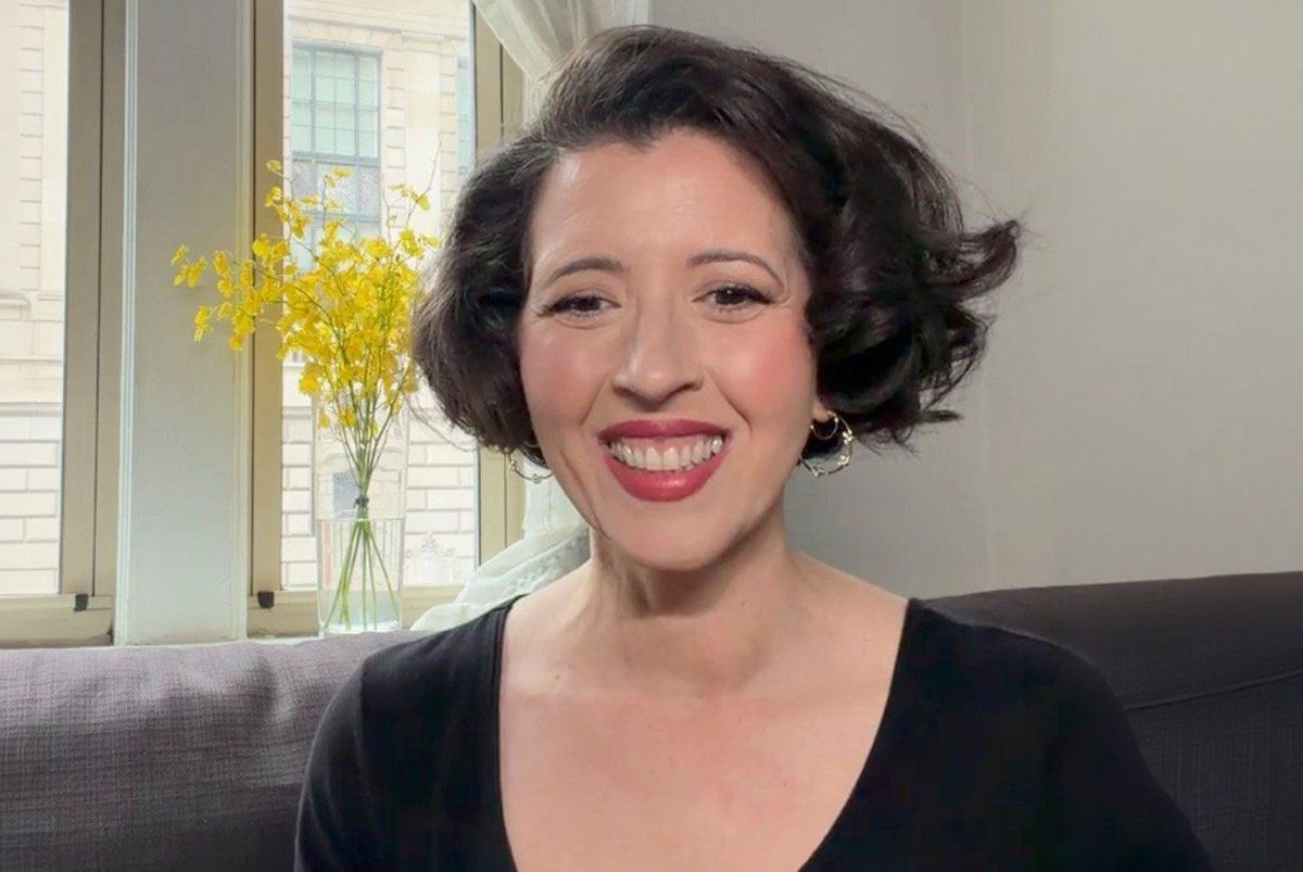 Lisette Oropesa speaking from her New York City apartment during an Instagram Live