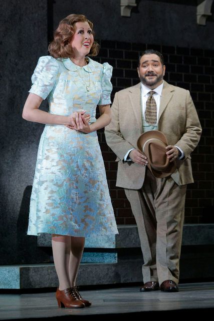 Lisette Oropesa as Gilda and René Barbera as Duke of Mantua in Rigoletto at LA Opera