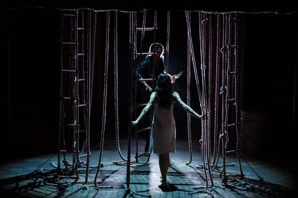 Lisette Oropesa as Gilda and Sami Luttinen as Sparafucile in Rigoletto at Grand Théâtre de Genève