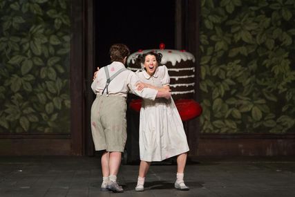 Lisette Oropesa as Gretel and Tara Erraught as Hansel in Hansel and Gretel at Metropolitan Opera