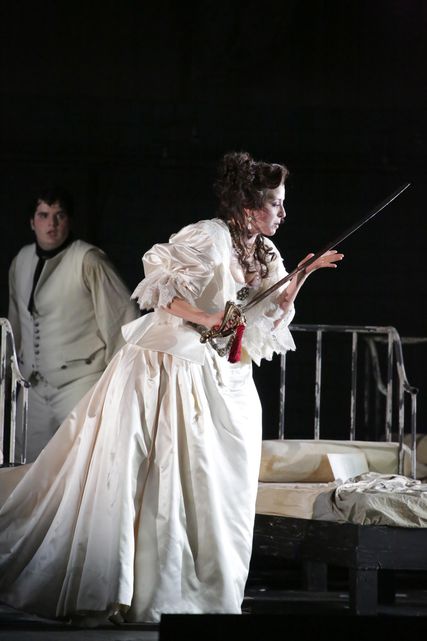 Lisette Oropesa as Amalia and Claudio Pellegrini as Schiller in I Masnadieri at Teatro alla Scala