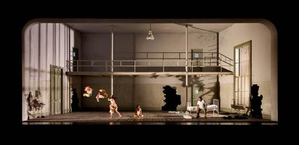 Lisette Oropesa as Gilda and Luca Salsi as Rigoletto in Rigoletto at De Nationale Opera