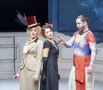 Lisette Oropesa as Konstanze, Regula Mühlemann as Blonde and Tobias Kehrer as Osmin in Die Entführung aus dem Serail at Wiener Staatsoper