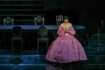 Lisette Oropesa as Violetta Valery in La traviata at Greek National Opera