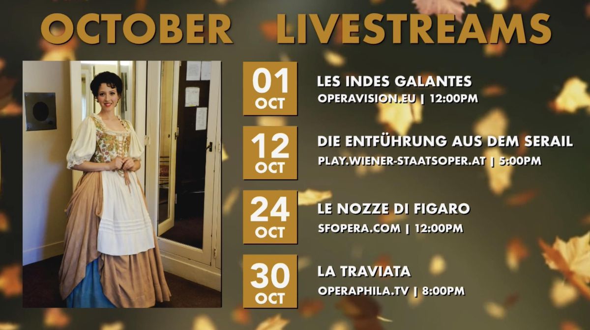 Opera live streams for October featuring Lisette Oropesa