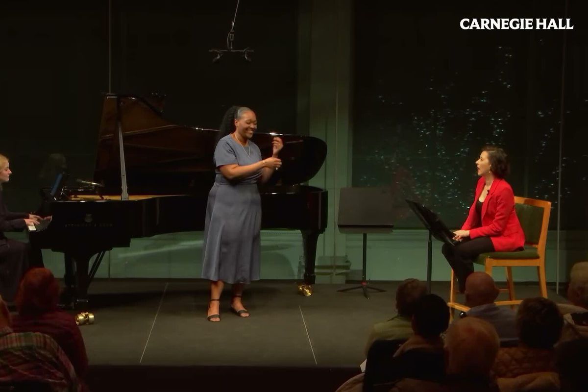 Lisette Oropesa leading a SongStudio master class at Carnegie Hall