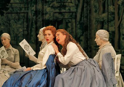 Lisette Oropesa as Romilda and Heidi Stober as Atalanta in Xerxes at San Francisco Opera