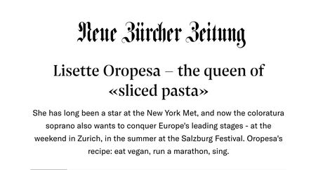 Lisette is interviewed in the Neue Zürcher Zeitung about her upcoming performance of Lucia di Lammermoor at the Zurich Opera