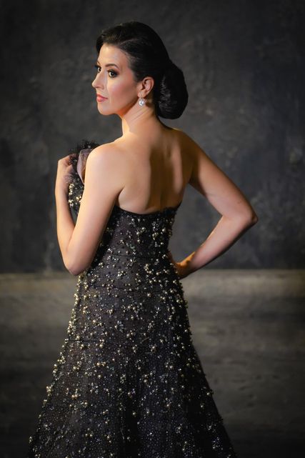 Lisette Oropesa poses in an original Giorgio Armani Privé gown.