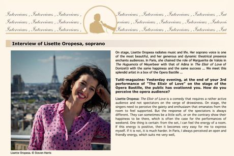 Lisette Oropesa interviewed in Tutti Magazine