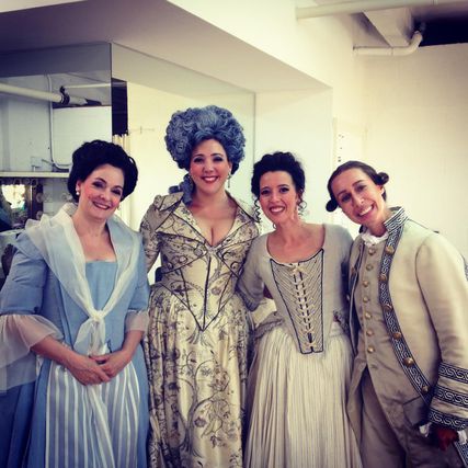 Lisette Oropesa as Susanna, Emily Fons as Cherubino, Susanne Mentzer as Marcellina and Susanna Phillips as Countess Almaviva in Le Nozze di Figaro at Santa Fe Opera