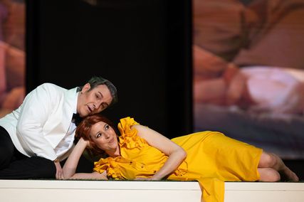 Lisette Oropesa as Amina and John Osborn as Elvino in La Sonnambula at Teatro dell'Opera di Roma