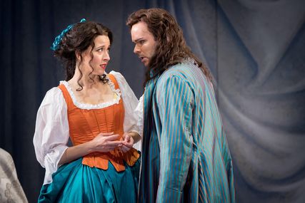 Lisette Oropesa as Susanna and Joshua Hopkins as Count Almaviva in Le Nozze di Figaro at Washington National Opera