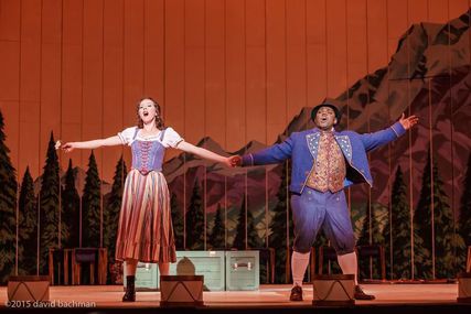Lisette Oropesa as Marie and Larry Brownlee as Tonio in La fille du régiment at Pittsburgh Opera