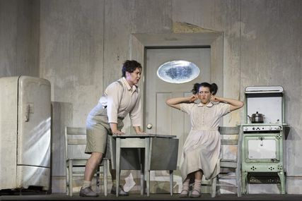 Lisette Oropesa as Gretel and Tara Erraught as Hansel in Hansel and Gretel at Metropolitan Opera
