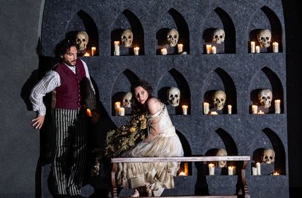 Lisette Oropesa as Elvira and Francesco Demuro as Arturo Talbo in I Puritani at Royal Opera House