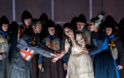 Lisette Oropesa as Elvira and Ildebrando d'Arcangelo as Sir Giorgio Valton in I Puritani at Royal Opera House
