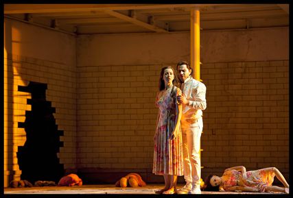 Lisette Oropesa as Gilda and Saimir Pirgu as Duke of Mantua in Rigoletto at De Nationale Opera