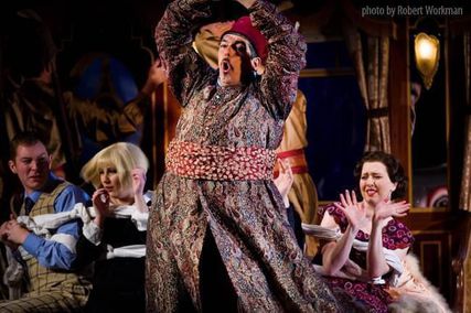 Lisette Oropesa as Konstanze, Claire Ormshaw as Blonde and Robin Tritschler as Belmonte in Die Entführung aus dem Serail at Welsh National Opera