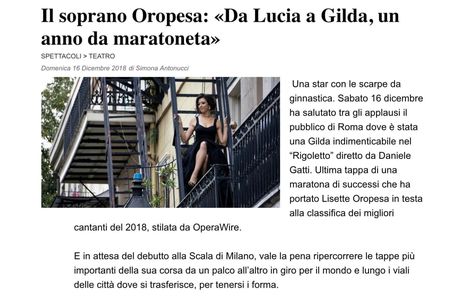 Lisette is profiled in the Il Messaggero newspaper for her "marathon" year.