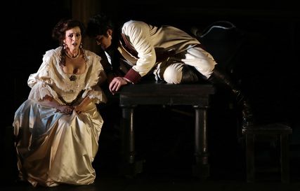 Lisette Oropesa as Amalia and Claudio Pellegrini as Schiller in I Masnadieri at Teatro alla Scala