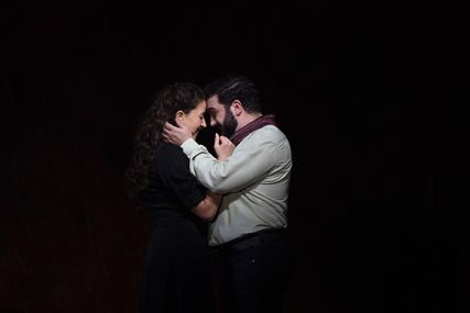 Lisette Oropesa as Gilda and Liparit Avetisyan as Duke of Mantua in Rigoletto at Royal Opera House