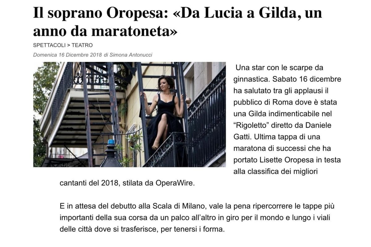 Lisette is profiled in the Il Messaggero newspaper for her "marathon" year.