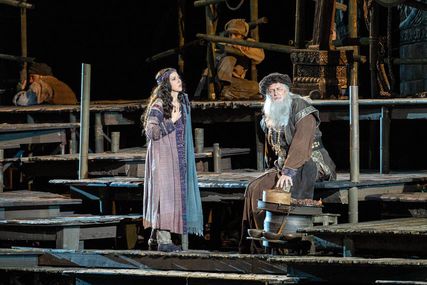Lisette Oropesa as Liu and Michele Pertusi as Timur in Turandot at Arena di Verona