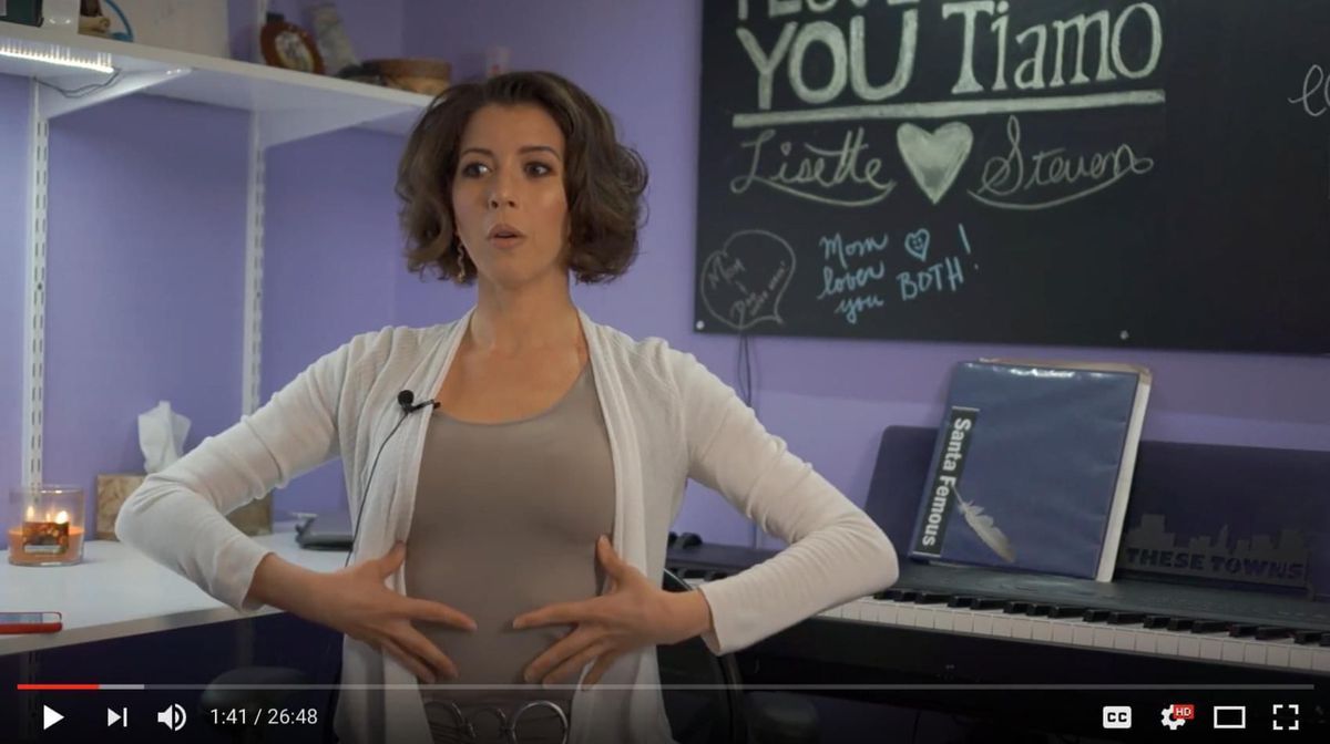 Lisette Oropesa answering questions from singers during her facebook live coaching.