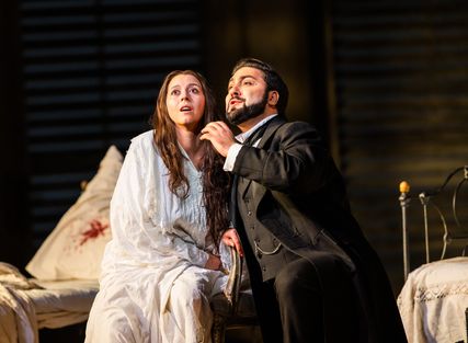 Lisette Oropesa as Violetta Valery and Liparit Avetisyan as Alfredo Germont in La traviata at Royal Opera House