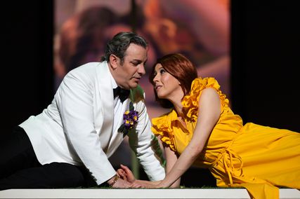 Lisette Oropesa as Amina and John Osborn as Elvino in La Sonnambula at Teatro dell'Opera di Roma