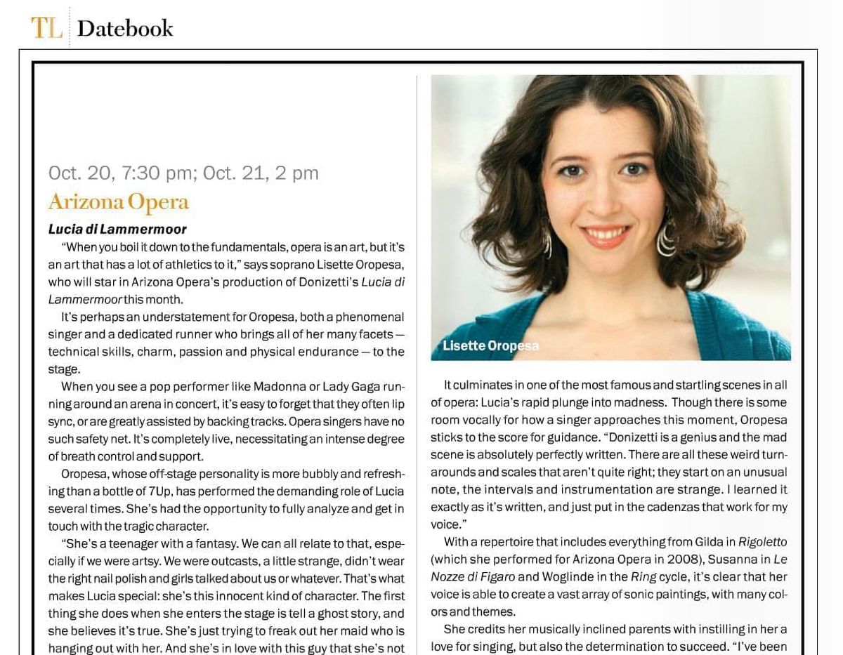 Lisette Oropesa in the October 2012 issue of Tuscon Lifestyle Magazine