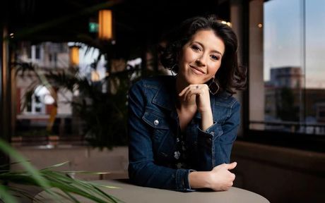 Lisette Oropesa in the lounge of The Royal Opera House in London.