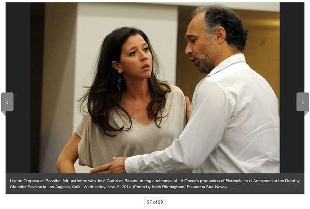 Lisette Oropesa in rehearsal of La Florencia en el Amazonas at the LA Opera