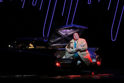 Lisette Oropesa as Gilda and George Gagnidze as Rigoletto in Rigoletto at Metropolitan Opera